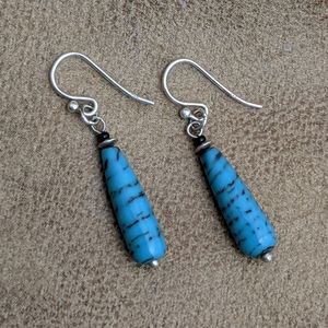 Glass Bead and Sterling Silver Earrings